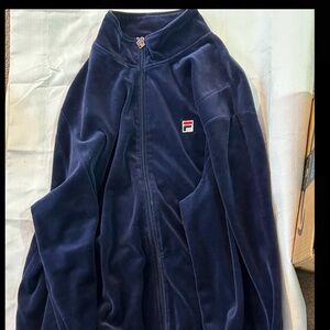 Fila Navy Blue Velour Jacket Tracksuit Top Mint Condition
